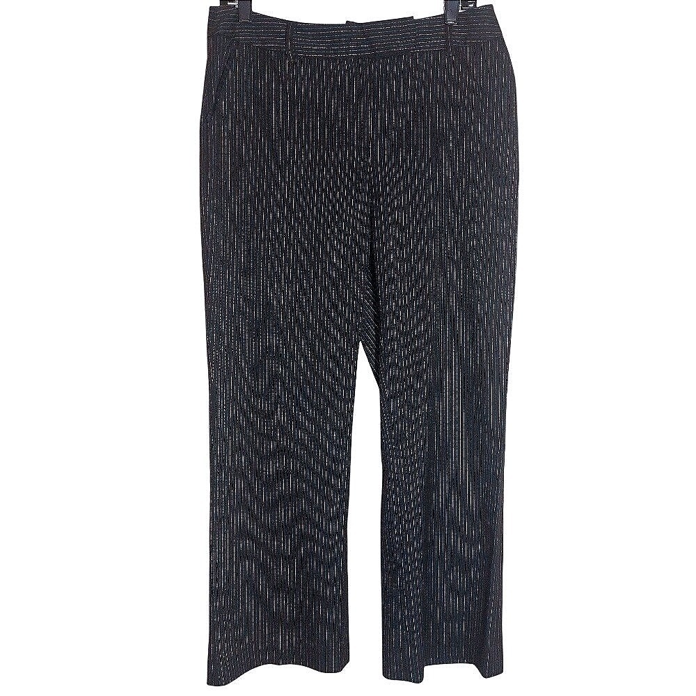 Alfani Dress Pants Women 8 Black Excellent Retro Pinstripe Wide Leg - Picture 2 of 8